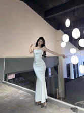 Vestido de fiesta clásico de sirena blanco Vestido de noche blanco Y6872